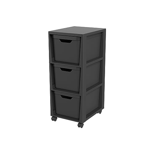 Jive Rotho Tower black Rollcontainer mit 3 Schubladen, Kunststoff (PP) BPA-frei, schwarz, 3 x 16l (37.9 x 30.4 x 32.9 cm) von Rotho