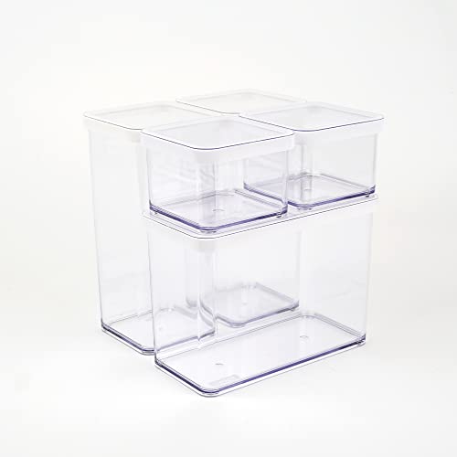 Rotho Loft 5er-Set Vorratsdosen mit Deckel verschiedene Größen, lebensmittelechter Kunststoff (PP) BPA-frei, transparent/weiss, (21.4 x 21.4 x 23.5 cm) von Rotho