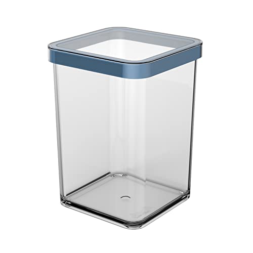 Rotho Loft quadratische Vorratsdose 1l mit Deckel und Dichtung, Kunststoff (SAN) BPA-frei, blau/transparent, 1l (10.0 x 10.0 x 14.2 cm) von Rotho
