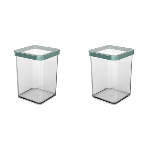 Rotho Loft Vorratsdose Deckel, Kunststoff (SAN) BPA-frei, türkis/transparent, 1l, (10 x 10 x 14,2 cm) (Packung mit 2) von Rotho