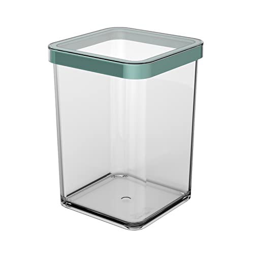 Rotho Loft quadratische Vorratsdose 1l mit Deckel und Dichtung, Kunststoff (SAN) BPA-frei, türkis/transparent, 1l (10.0 x 10.0 x 14.2 cm) von Rotho