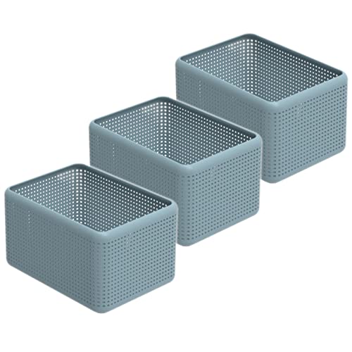 Rotho Madei 3er-Set Aufbewahrungsbox 13l, Kunststoff (PP recycelt) BPA-frei, blau, 3x13l, (32,6 x 23,8 x 18,8 cm), 3 von Rotho