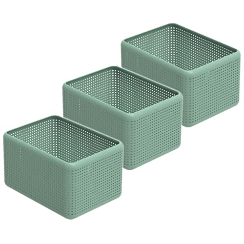 Rotho Madei 3er-Set Aufbewahrungsbox 13l, Kunststoff (PP recycelt) BPA-frei, grün, 3 x13l, (32,6 x 23,8 x 18,8 cm), 3 von Rotho