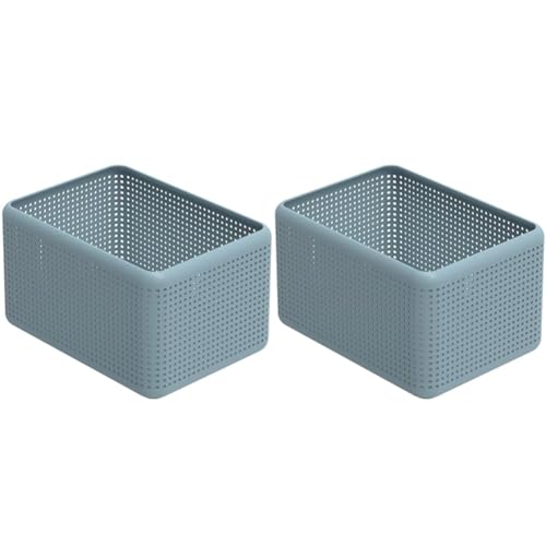 Rotho Madei Aufbewahrungskiste 13l, Kunststoff (PP recycelt) BPA-frei, blau, 13l (32,6 x 23,8 x 18,8 cm) (Packung mit 2) von Rotho