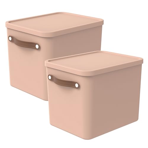 Rotho Maloja 2er-Set Aufbewahrungsbox 27l mit Deckel (Rosa) Rotho Maloja 2er-Set Aufbewahrungsbox 27l mit Deckel (Rosa) von Rotho