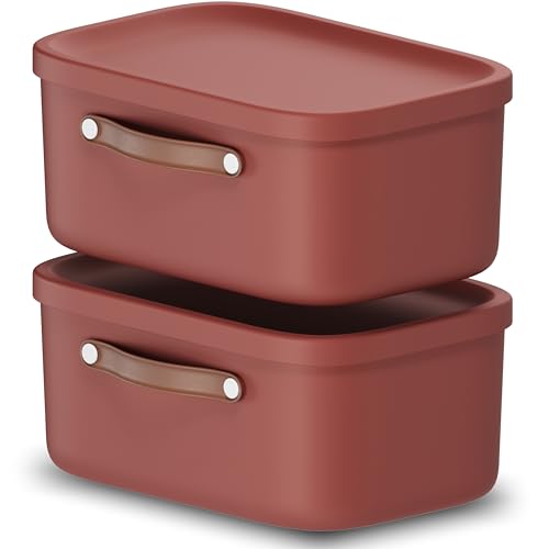 Rotho Maloja 2er-Set Aufbewahrungsbox mit Deckel 12 l, Kunststoff, hellblau, 12 (39.5 x 26.5 x 17.7 cm) (Rot) von Rotho