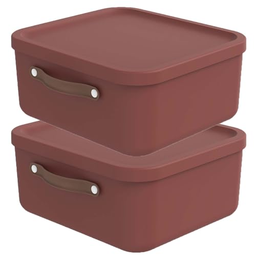 Rotho Maloja 2er-Set Aufbewahrungsbox mit Deckel 20 l, Kunststoff, rot, 20 (39.5 x 38.0 x 17.7 cm) von Rotho