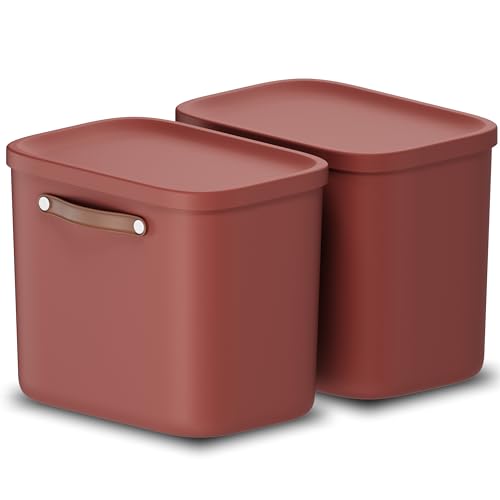 Rotho Maloja 2er-Set Aufbewahrungsbox mit Deckel 25 l, Kunststoff, rot, 25 (39.5 x 26.5 x 34.0 cm) von Rotho
