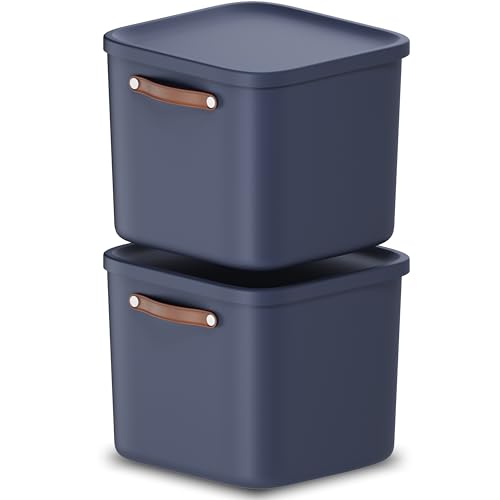 Rotho Maloja 2er-Set Aufbewahrungsbox mit Deckel 40l, Kunststoff, blau, 40 (39.5 x 38.0 x 34.0 cm) (Blau) von Rotho