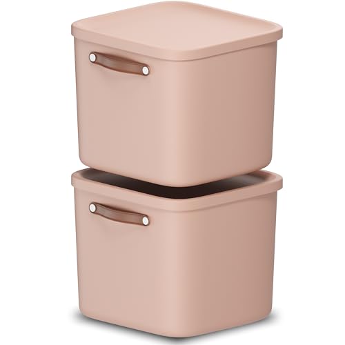 Rotho Maloja 2er-Set Aufbewahrungsbox mit Deckel 40l, Kunststoff, rosa, 40 (39.5 x 38.0 x 34.0 cm) (Rosa) von Rotho