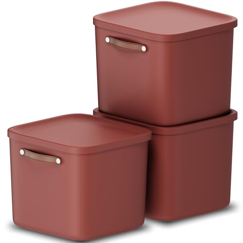 Rotho Maloja 3er-Set Aufbewahrungsbox mit Deckel 40 l, Kunststoff, rot, 40 (39.5 x 38.0 x 34.0 cm) von Rotho