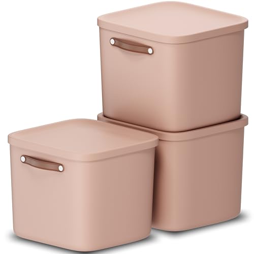 Rotho Maloja 3er-Set Aufbewahrungsbox mit Deckel 40l, Kunststoff, rosa, 40 (39.5 x 38.0 x 34.0 cm) von Rotho