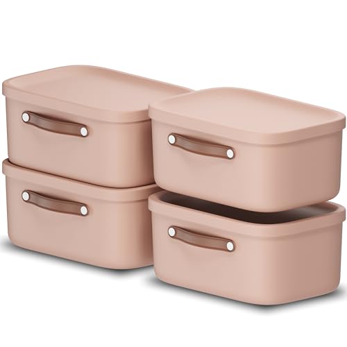 Rotho Maloja 4er-Set Aufbewahrungsbox mit Deckel 12l, Kunststoff, rosa, 12 (39.5 x 26.5 x 17.7 cm) von Rotho