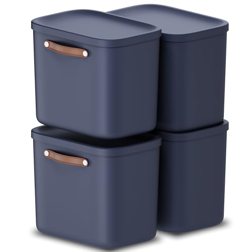 Rotho Maloja 4er-Set Aufbewahrungsbox mit Deckel 25l, Kunststoff, blau, 25 (39.5 x 26.5 x 34.0 cm) von Rotho