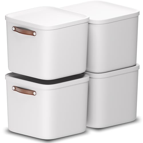 Rotho Maloja 4er-Set Aufbewahrungsbox mit Deckel 40l, Kunststoff, weiss, 40 (39.5 x 38.0 x 34.0 cm) von Rotho