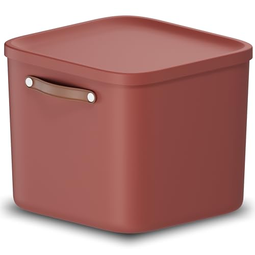 Rotho Maloja Aufbewahrungsbox 40 l, Kunststoff, rot, 40 (39.5 x 38.0 x 34.0 cm) von Rotho