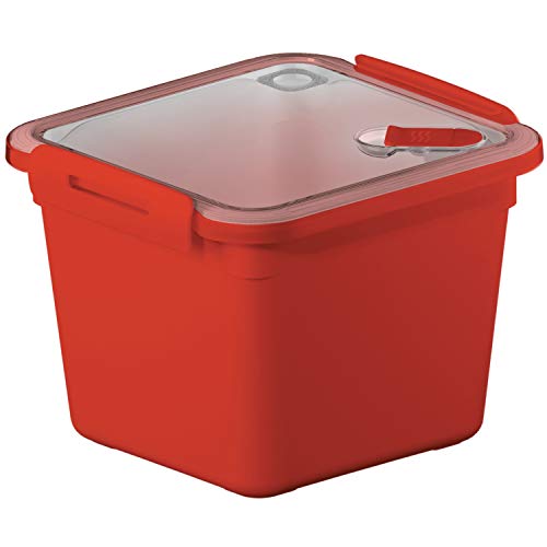 Rotho Memory Mikrowellendose 1,6l mit Deckel und Ventil, Kunststoff (PP) BPA-frei, rot, 1,6l (16,0 x 15,0 x 12,1 cm) von Rotho
