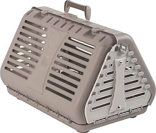 Rotho MyPet Toby Faltbare Transportbox für Katzen, kleine Hunde und Kleintiere, Kunststoff (PP) BPA-frei, beige/weiss, (53.4 x 42.5 x 12.4 cm) von Rotho