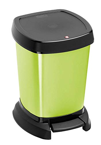 Rotho Paso Mülleimer 6l für das Bad mit Pedal und Deckel, Kunststoff (PP) BPA-frei, grün/metallic, 6l (23.4 x 21.9 x 29.2 cm) von Rotho