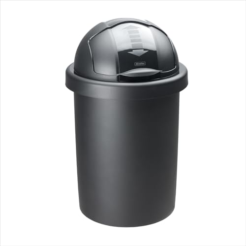 Rotho Roll Bob runder Mülleimer 30l mit Deckel, Kunststoff (PP) BPA-frei, schwarz, 30l (35.5 x 35.5 x 59.5 cm) von Rotho