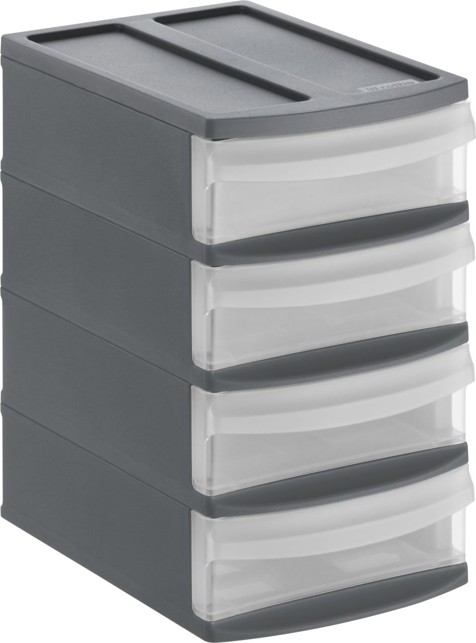 Rotho Schubladenbox Tower Systemix XS 4 Schübe anthrazit von Rotho