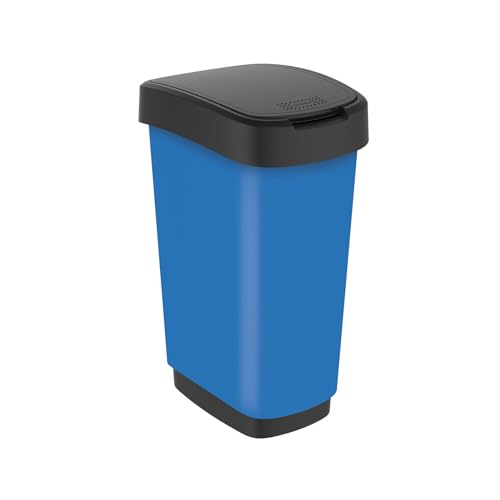 Rotho Twist Mülleimer 50l mit Deckel, Kunststoff (PP) BPA-frei, blau, 50l (40.1 x 29.8 x 60.2 cm) von Rotho