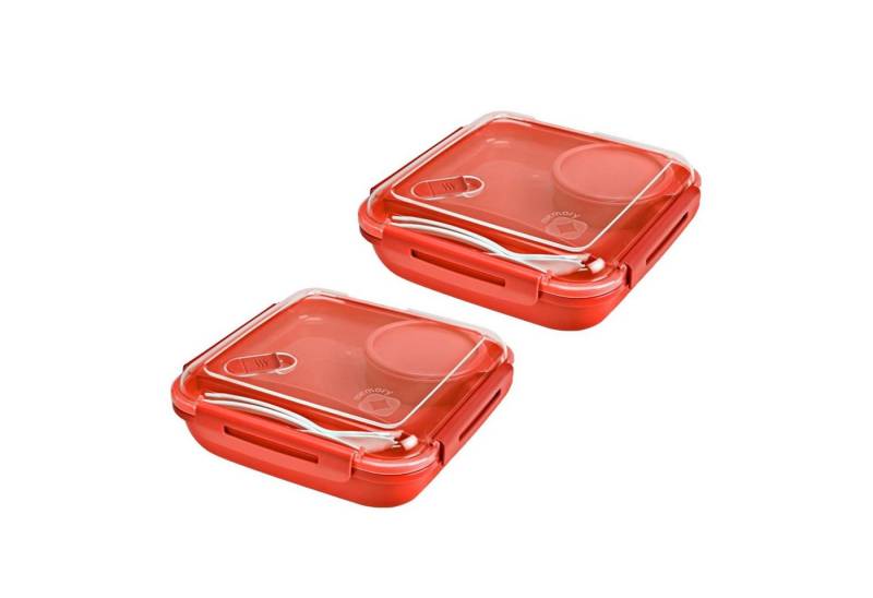 ROTHO Vorratsdose Memory 2er-Set Lunchbox 1.1l mit Besteck und separatem Behälter, Kunststoff (PP) BPA-frei, (Lunchset, 2er-Set) von ROTHO