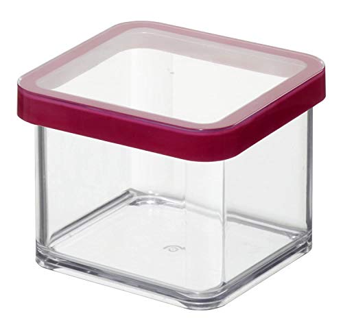 Rotho Loft quadratische Vorratsdose 0.5l mit Deckel und Dichtung, Kunststoff (SAN) BPA-frei, transparent/rot, 0.5l (10.0 x 10.0 x 7.2 cm) von Rotho