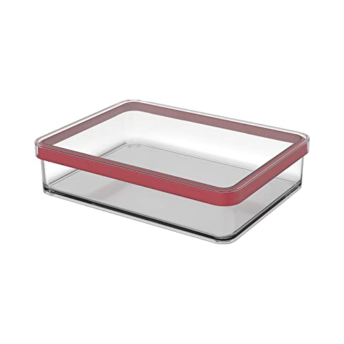 Rotho Loft rechteckige Vorratsdose 1l mit Deckel und Dichtung, Kunststoff (SAN) BPA-frei, transparent/rot, 1l (20.0 x 15.0 x 4.8 cm) von Rotho