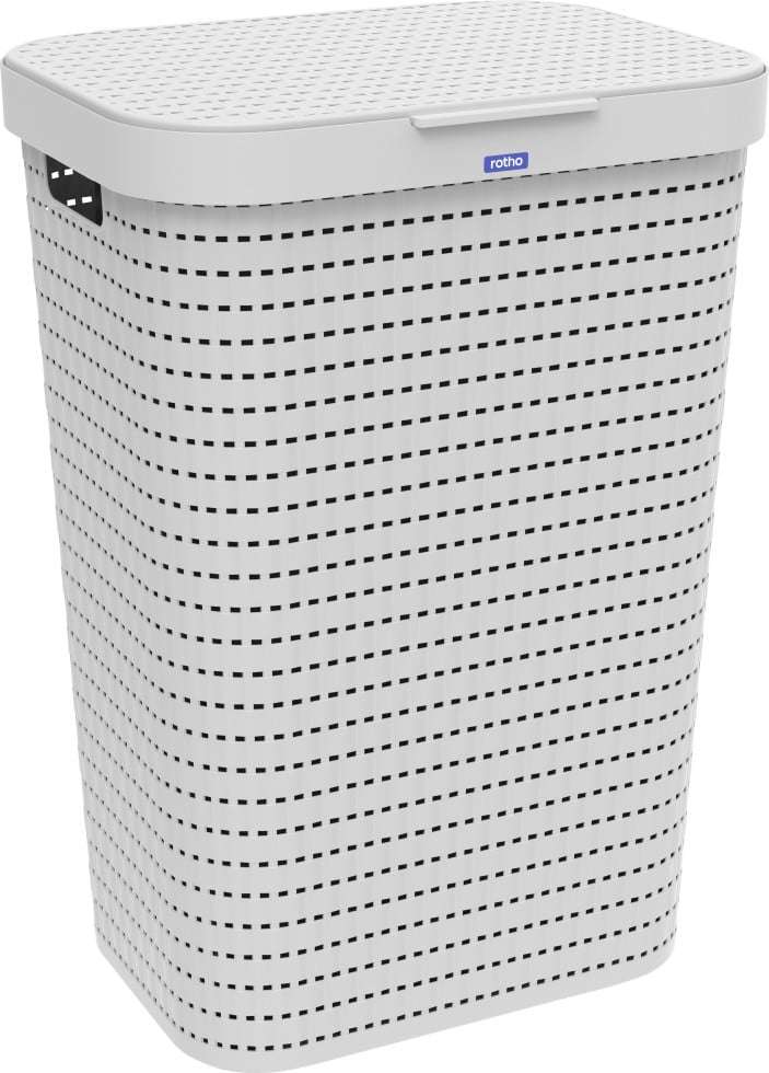 Rotho Wäschesammler Country, 55 l mistletoe weiß von Rotho