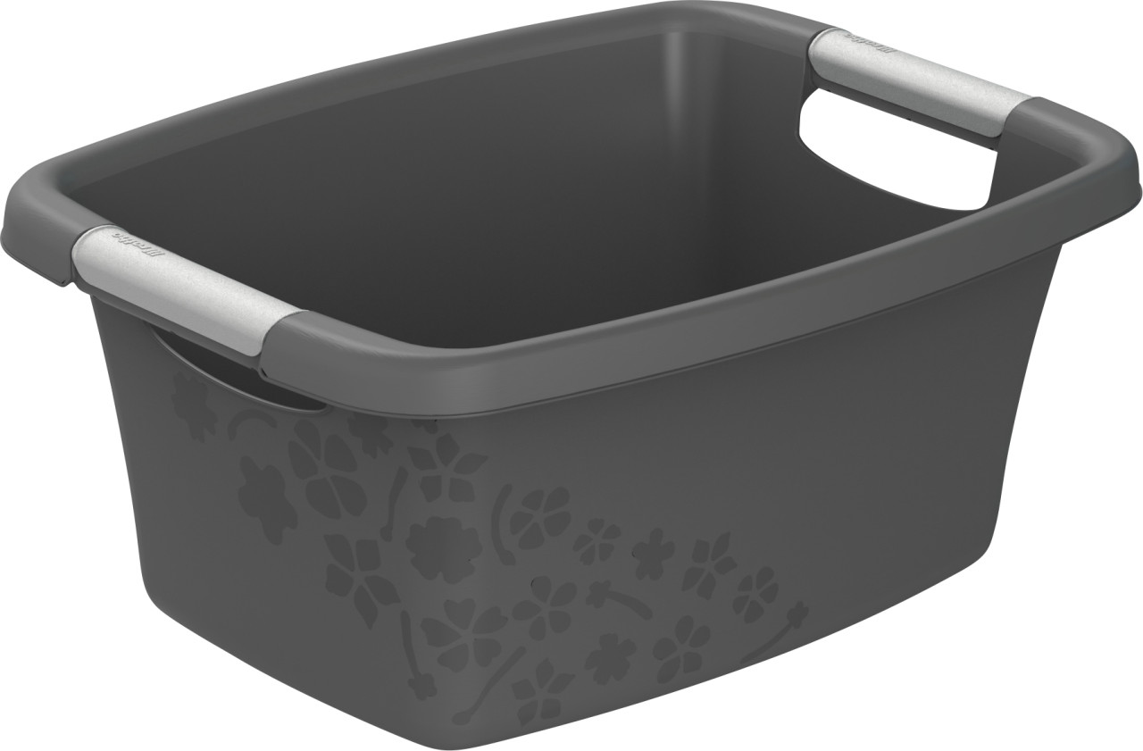 Rotho Wäschewanne Flowers 12 L anthrazit 39,5 x 29,4 x 17,5 cm (L x B x H) von Rotho