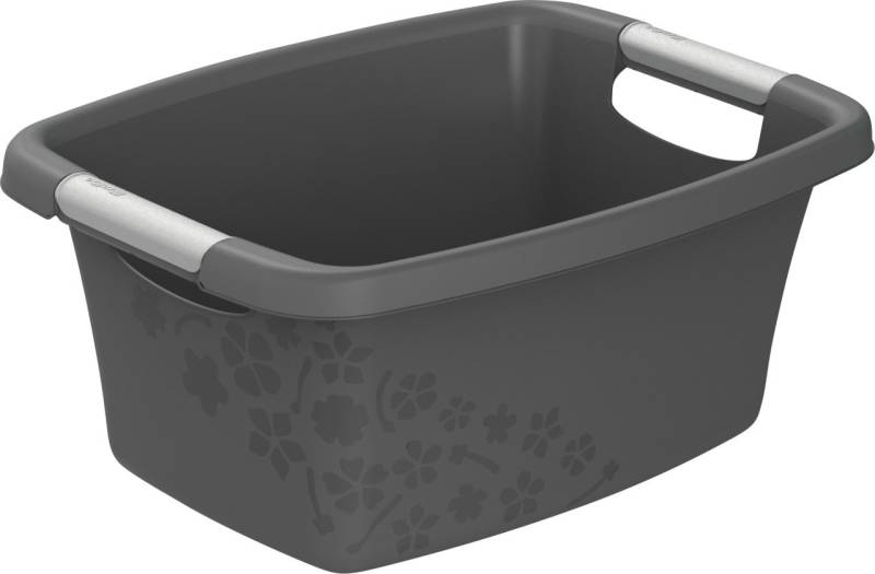 Rotho Wäschewanne Flowers 12 L anthrazit 39,5 x 29,4 x 17,5 cm (L x B x H) von Rotho