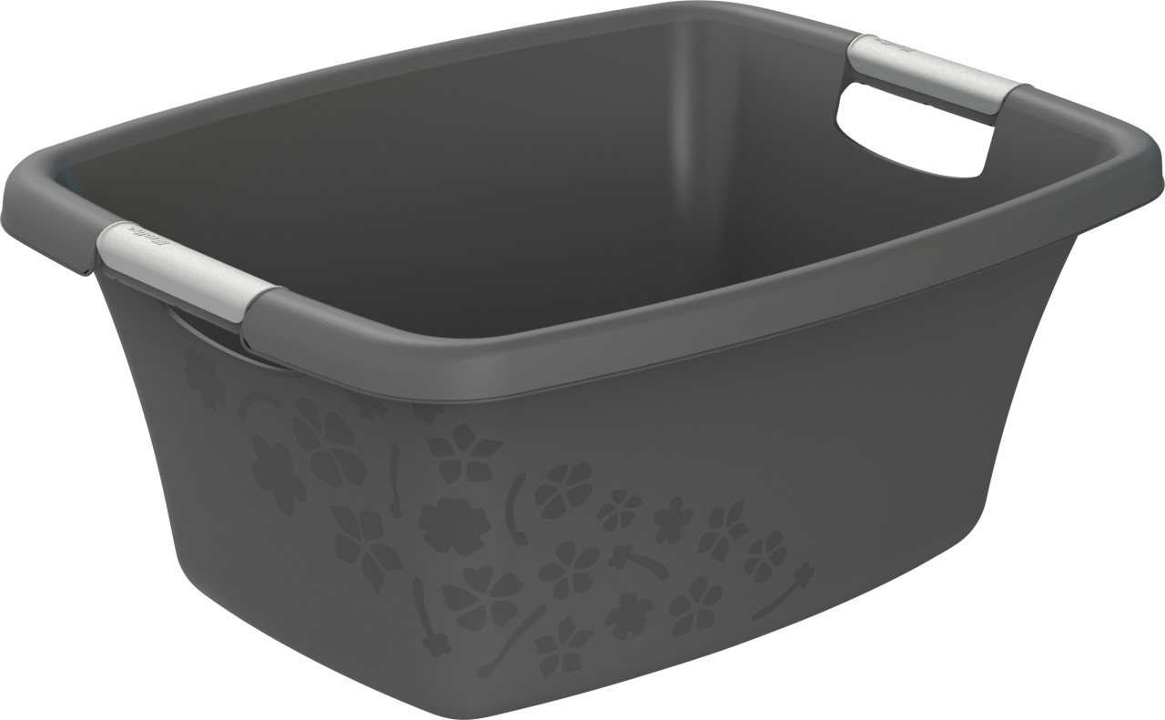 Rotho Wäschewanne Flowers 25 L anthrazit 50,5 x 38,3 x 21,8 cm (L x B x H) von Rotho