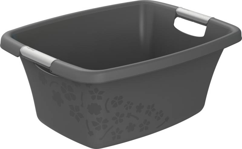 Rotho Wäschewanne Flowers 25 L anthrazit 50,5 x 38,3 x 21,8 cm (L x B x H) von Rotho