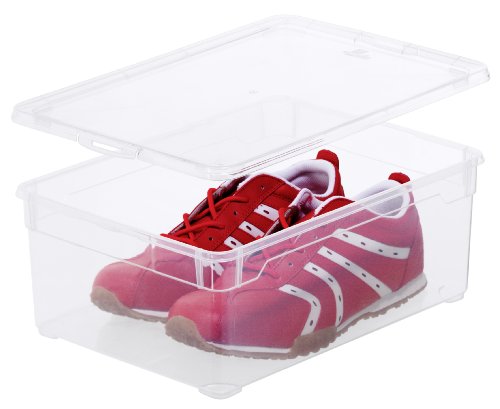 Sundis Clear Box Man Shoe Aufbewahrungsbox 10 l mit Deckel, Kunststoff (PP), transparent, 10 Liter (36,5 x 26,5 x 14 cm) von Rotho