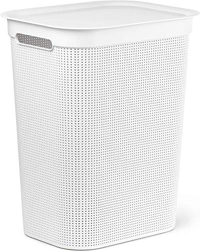 Rotho Brisen Wäschesammler 50l mit Deckel und 2 Griffen, Kunststoff (PP) BPA-frei, weiss, 50l (43.1 x 34.0 x 52.9 cm) von Rotho