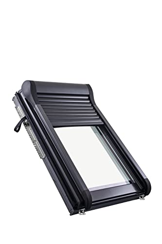 Roto Original Außenrollladen ZRO - Rollladen Manuell mit Kurbel - Doppelwandige Alu-Lamellen - Außenrollo Dachfenster Baureihe Designo R6/R8 - Größe 114/078 | 11/07 - Farbe Anthrazit Metallic von Roto