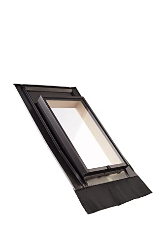 Original Roto Ausstieg Dachausstiegsfenster WDL R2 H für Kaltdach Wohndachluke in Holz Natur inklusive Eindeckrahmen Flügelanschlagseite Oben Außenabdeckung in Aluminium Anthrazit Größe 45 x 55 cm von Roto