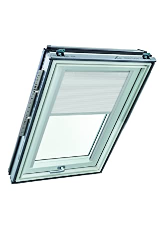 Original Roto Faltstore ZFA Faltrollo für Roto Dachfenster Führungsschiene Silber Beidseitig bedienbar Plissee für Roto Dachfenster der Baureihe Q mit Größe 094/098 | 09/09 Farbe Weiß von Roto