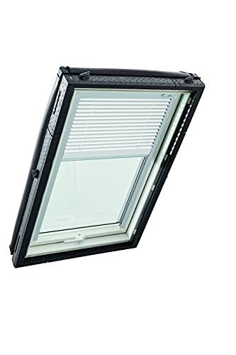 Original Roto Jalousette ZJA für Roto Dachfenster Führungsschiene Silber Aluminium Jalousie für Roto Dachfenster der Baureihe Designo R4/R7 und Classic K 43/73 mit Größe 054/118 | 05/11 Farbe Weiß von Roto