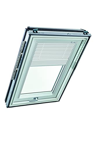 Original Roto Jalousette ZJA für Roto Dachfenster Führungsschiene Silber Aluminium Jalousie für Roto Dachfenster der Baureihe Designo R6/R8, i8 und Classic K 64/84 mit Größe 054/118 05/11 Farbe Weiß von Roto