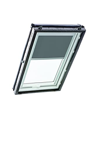 Original Roto Rollo Exclusiv ZRE für Roto Dachfenster Tageslichtrollo Führungsschiene Silber Für Roto Dachfenster Baureihe Designo R4/R7 und Classic 43/73 mit Größe 065/118 | 06/11 Farbe Dunkelgrau von Roto