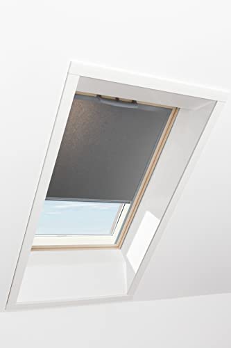 Original Roto Rollo Exclusiv ZRE für Roto Dachfenster Tageslichtrollo Führungsschiene Silber Manuelle Bedienung Für Roto Dachfenster der Baureihe Q mit Größe 055/098 | 05/09 Farbe Dunkelgrau von Roto