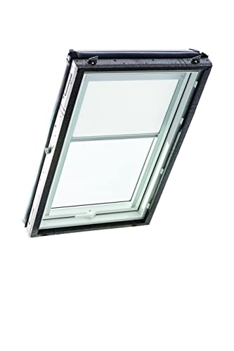 Original Roto Verdunkelungsrollo ZRV Nahezu vollständige Verdunkelung Führungsschiene Silber Für Roto Dachfenster der Baureihe Designo R4/R7 und Classic 43/73 mit Größe 114/118 | 11/11 Farbe Weiß von Roto