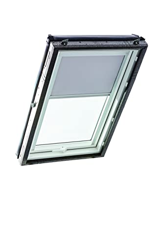 Original Roto Verdunkelungsrollo ZRV - Nahezu vollständige Verdunkelung - Führungsschiene Silber - Dachfenster Baureihe Designo R4/R7 und Classic 43/73 - Größe 114/098 | 11/09 - Stofffarbe Hellgrau von Roto