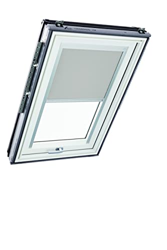 Original Roto Verdunkelungsrollo ZRV Nahezu vollständige Verdunkelung Führungsschiene Silber Für Roto Dachfenster Baureihe Designo R6/R8 i8 und Classic 64/84 mit Größe 074/098 | 07/09 Farbe Hellgrau von Roto