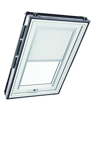 Original Roto Verdunkelungsrollo ZRV Nahezu vollständige Verdunkelung Führungsschiene Silber Für Roto Dachfenster der Baureihe Designo R6/R8, i8 und Classic 64/84 mit Größe 134/098 | 13/09 Farbe Weiß von Roto