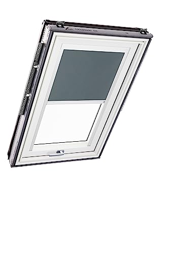Original Roto Verdunkelungsrollo ZRV - Nahezu vollständige Verdunkelung - Führungsschiene Weiß - Dachfenster Baureihe Designo R6/R8, i8 und Classic 64/84 - Größe 134/078 | 13/07 - Farbe Dunkelgrau von Roto