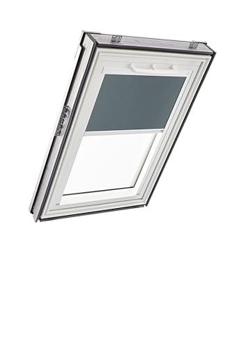 Original Roto Verdunkelungsrollo ZRV - Nahezu vollständige Verdunkelung - Führungsschiene Weiß - Für Dachfenster der Baureihe Q - Größe 078/098 | 07/09 - Stofffarbe Dunkelgrau von Roto