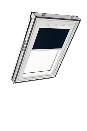 Original Roto Verdunkelungsrollo ZRV - Nahezu vollständige Verdunkelung - Führungsschiene Weiß - Für Dachfenster der Baureihe Q - Größe 094/160 | 09/16 - Stofffarbe Blau von Roto